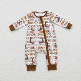 LR0674--- long sleeve western skull cow boy zip sleeper