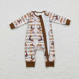 LR0674--- long sleeve western skull cow boy zip sleeper