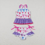 S0163--love purple swimsuit