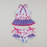 S0163--love purple swimsuit