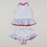 S0163--love purple swimsuit