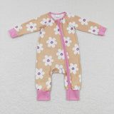LR0732--- long sleeve floral pink zip sleeper