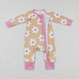 LR0732--- long sleeve floral pink zip sleeper