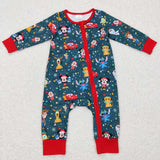 LR0782--Christmas mouse long sleeve cartoon romper