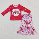 Sibling matching  Valentine's day tractor pink clothing