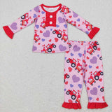 Sibling matching  Valentine's day tractor pink clothing