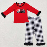 Sibling matching  Valentine's day embroidered car red clothing