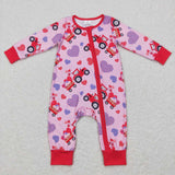 LR0774--long sleeve Valentine's Day tractor zip sleeper