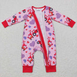 LR0774--long sleeve Valentine's Day tractor zip sleeper