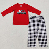 Sibling matching  Valentine's day embroidered car red clothing