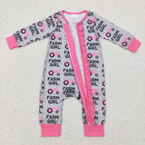 LR0687-- long sleeve farm girls zip sleeper