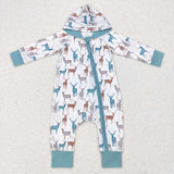 LR0776-- long sleeve hoodie deer zip sleeper