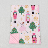 BL0086-- Christmas tree cartoon pink blanket