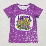 GT0374-- short sleeve Mardi Gras purple mama & me top