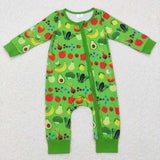 LR0781-- long sleeve fruit green zip sleeper