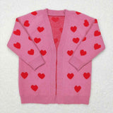 GT0372--long sleeve Valentine's Day pink cardigan