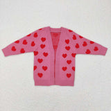 GT0372--long sleeve Valentine's Day pink cardigan