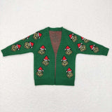 GT0371-- long sleeve Christmas cartoon green cardigan