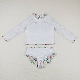 S0180-- long sleeve floral purple swimsuit