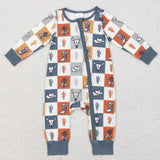 LR0803--WESTERN cactus boot hat MILK SILK romper