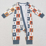 LR0803--WESTERN cactus boot hat MILK SILK romper