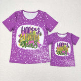 GT0374-- short sleeve Mardi Gras purple mama & me top