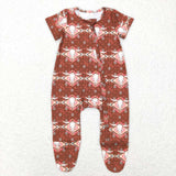 SR0199-- short sleeve western skull cow zip sleeper
