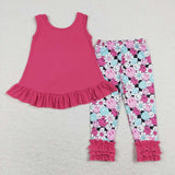 GSPO1098--- short sleeve smile and floral pink girls clothing
