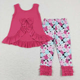 GSPO1098--- short sleeve smile and floral pink girls clothing