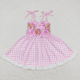 GSD0526--new style cartoon girls pink dress