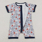 SR0581--short sleeve baseball romper