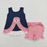 GSSO0405-- summer embroidery baseball blue girls outfits