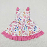 Flutter sleeves floral dog ruffle girls dresses