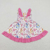 Flutter sleeves floral dog ruffle girls dresses
