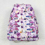 Lavender heart guitar singer girls backpack 13.2*5*17 inches