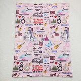 Pink guitar butterfly singer girls blanket