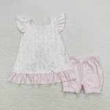 Pink anchor boat tunic plaid shorts girls summer clothes