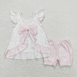 Pink anchor boat tunic plaid shorts girls summer clothes