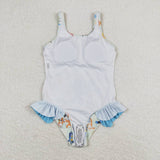 Sleeveless dog sun starfish girls summer swimsuit