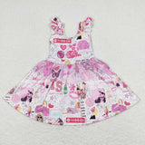 GSD0691-- summer sleeveless pink girls clothing