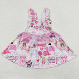 GSD0691-- summer sleeveless pink girls clothing
