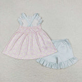 Straps daisy tunic ruffle shorts girls summer clothes