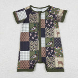 USA SR0902--Hunting duck dog short sleeve girls romper