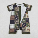 USA SR0902--Hunting duck dog short sleeve girls romper