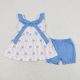 Sleeveless floral tunic ruffle shorts girls clothing
