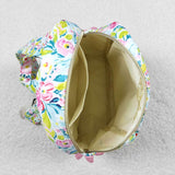 Green pink flower ruffle girls backpack