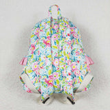 7.24 USA Green pink flower ruffle girls backpack