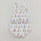 Sleeveless sailboat baby boys summer romper