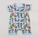 Short sleeves toy dog baby kids zipper romper