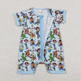 Short sleeves toy dog baby kids zipper romper